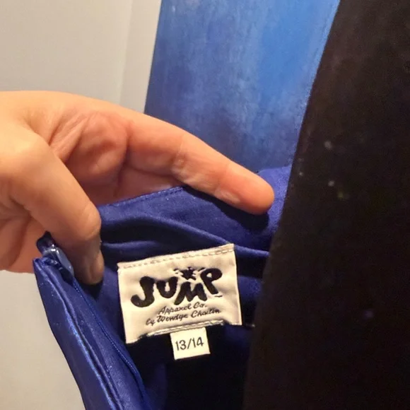 Y2K Wendye Chaitin Royal Blue  Satin Halter Dress - Picture 6 of 7